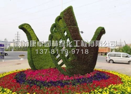 立体花坛双鸽