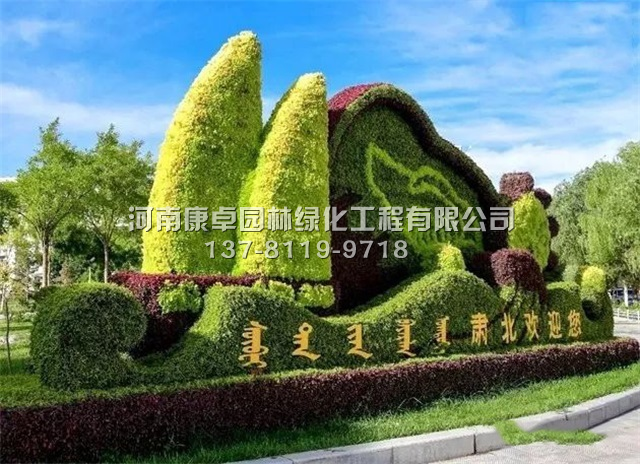 肃北立体花坛复种工程，植物绿雕满血复活中